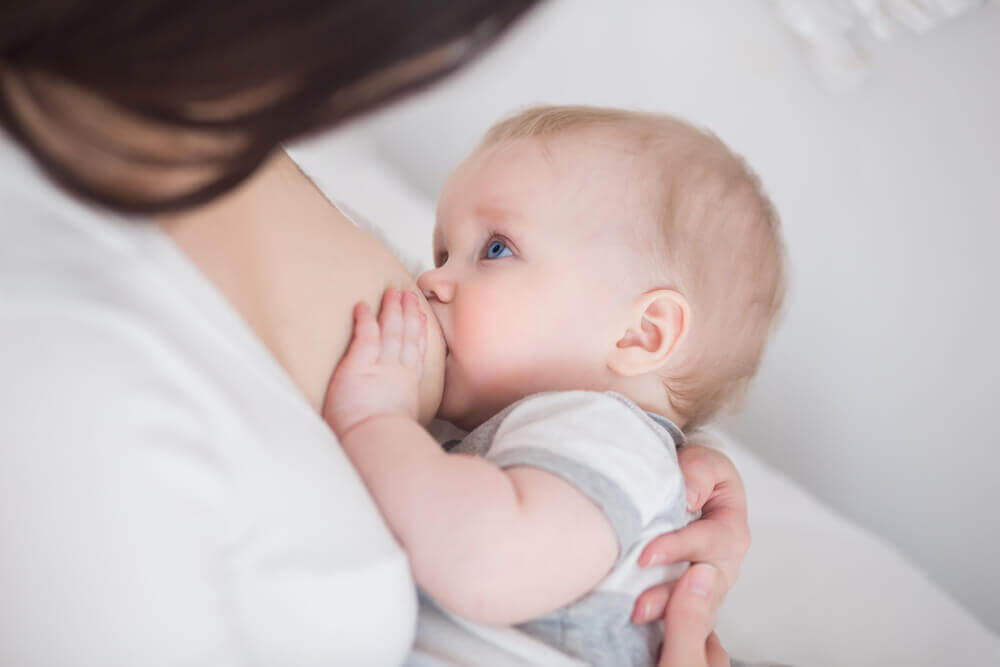 Breastfeeding a baby.