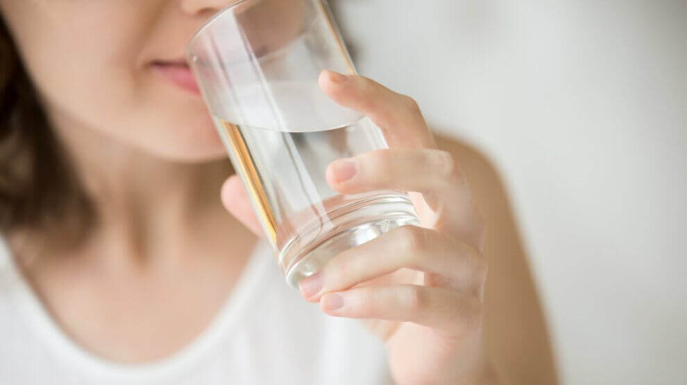 Drinking water.