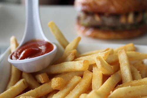 french fries and a burger