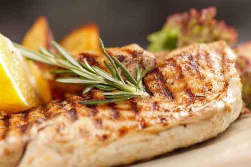 A piece of grilled chicken.