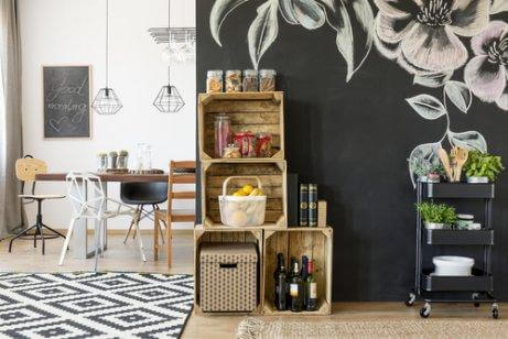 kitchen unit with boxes