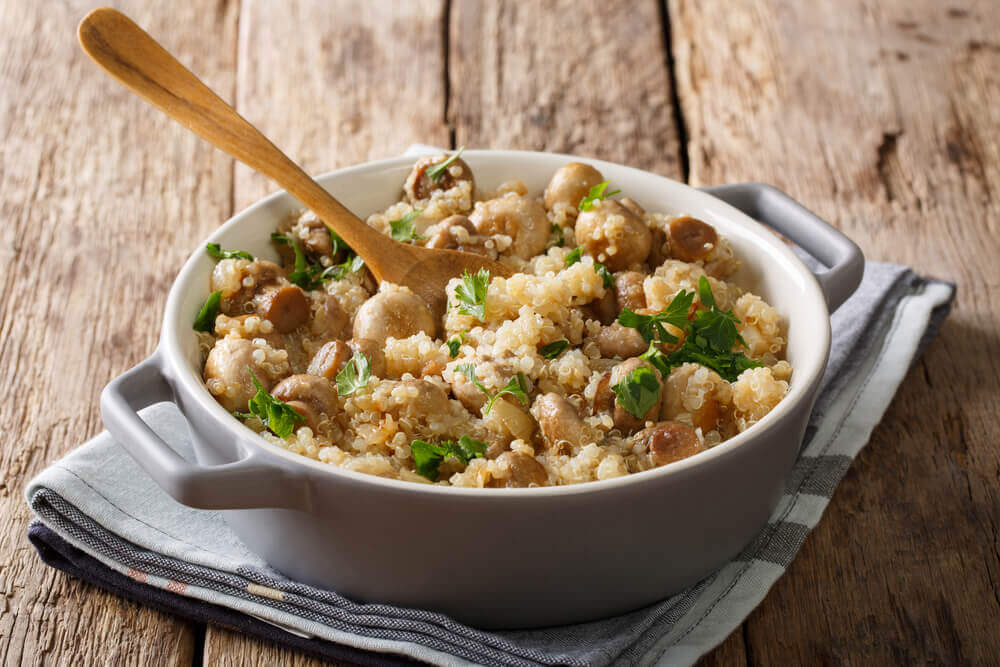 Quinoa Risotto with Mushrooms Chicken and Leeks