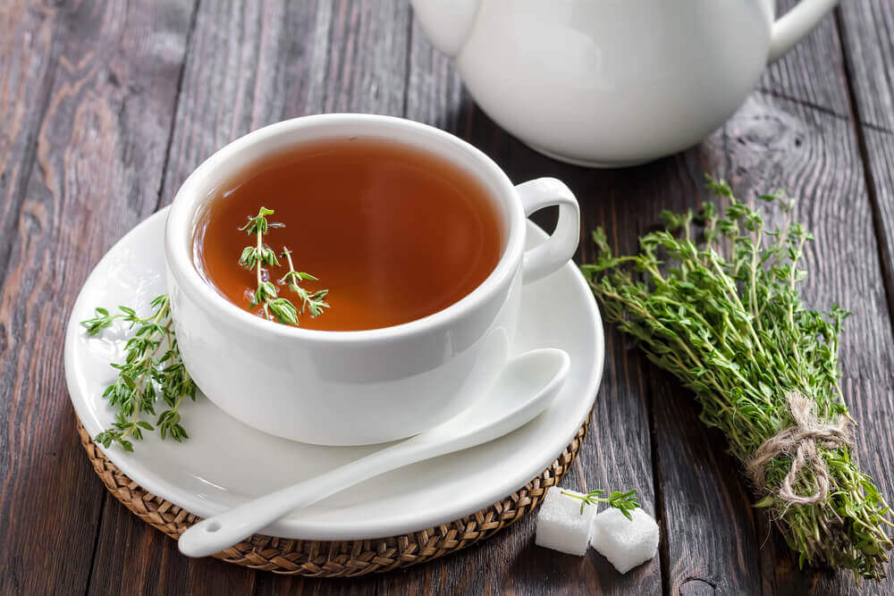 Thyme teas for a cough.