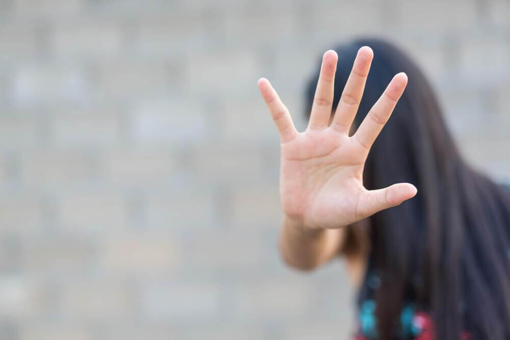 A woman setting boundaries.