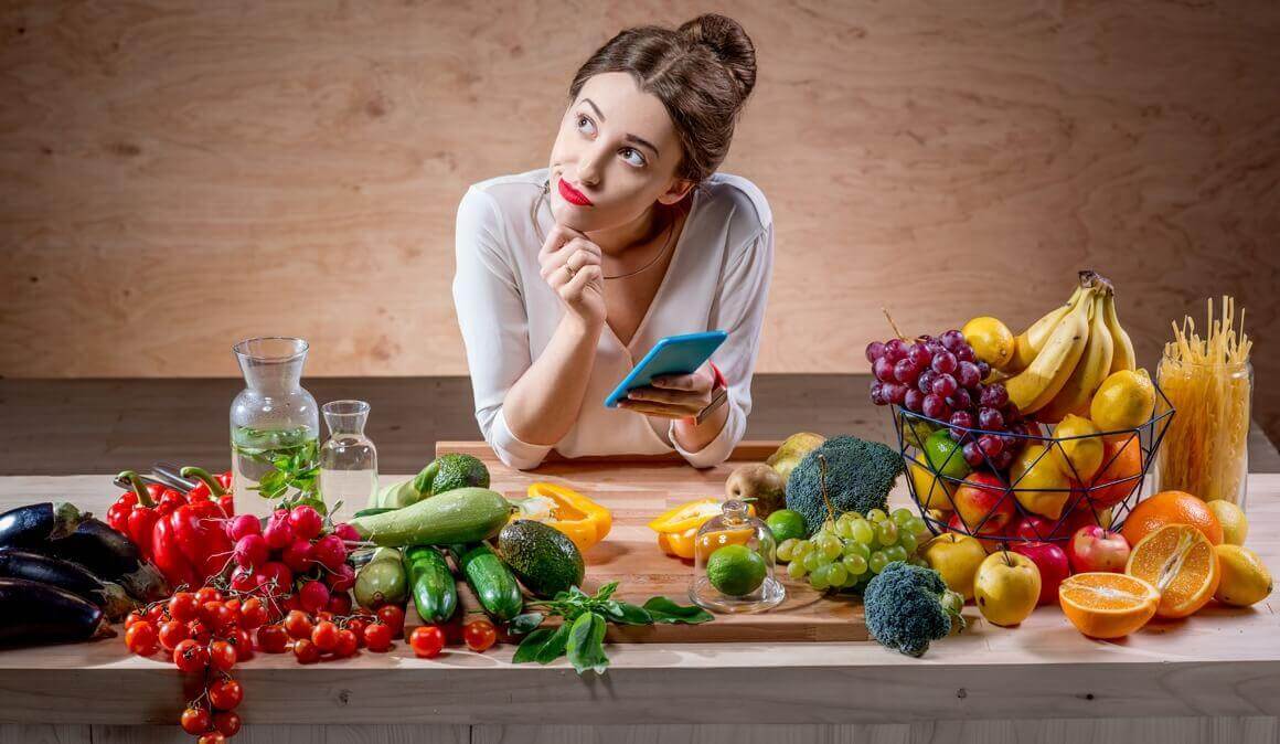 Woman thinking about what to eat.