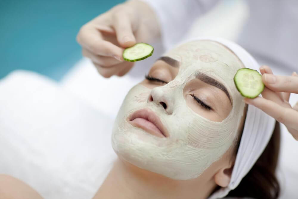 woman with a face mask on