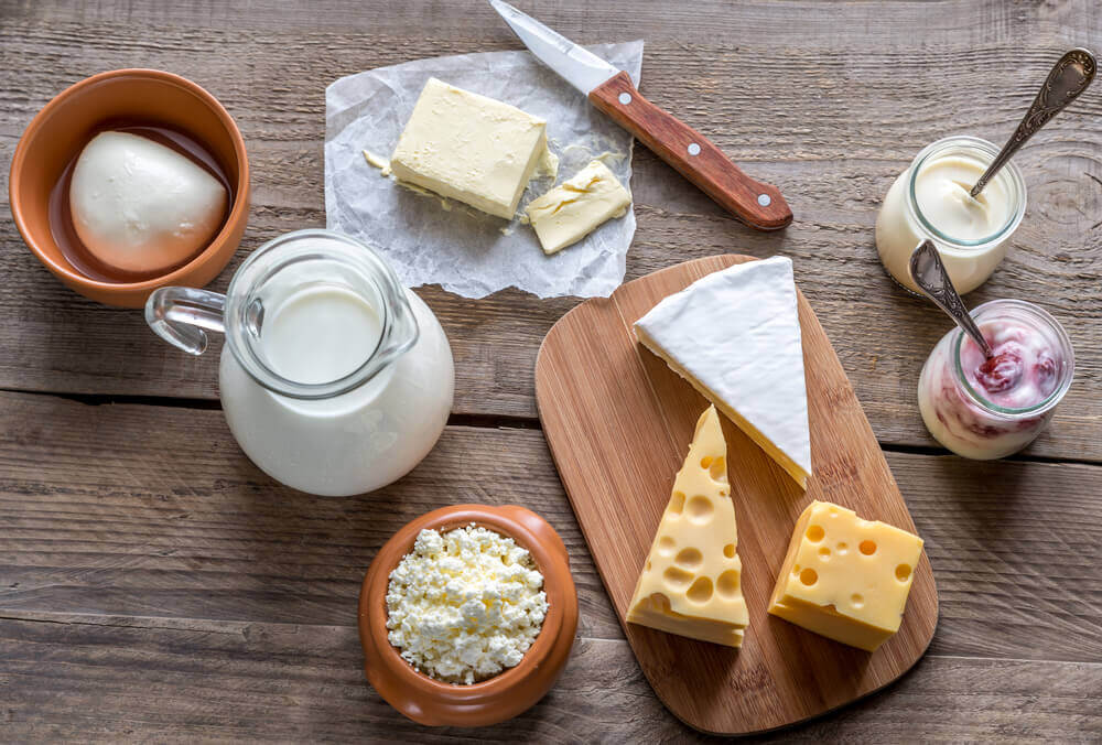 An assortment of dairy products.