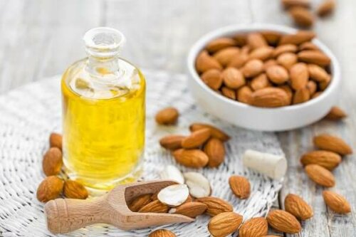 A bottle of almond oil.