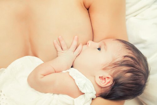 A baby breastfeeding