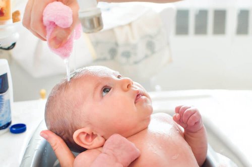 bathing the baby