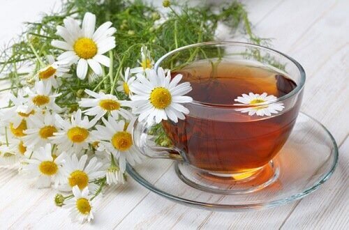 A cup of chamomile infusion