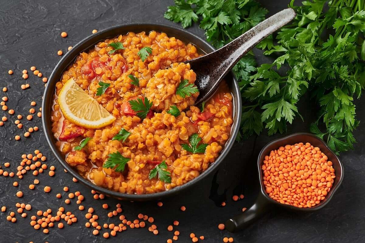 Cooked turkish lentils.
