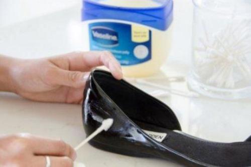 Using petroleum jelly to clean your shoes.