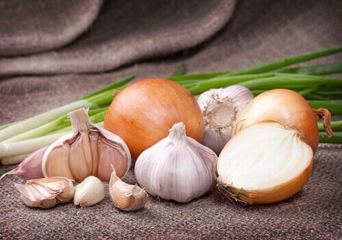 White onion and garlic