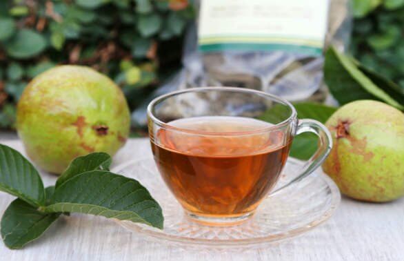 A cup of guava leaf tea.