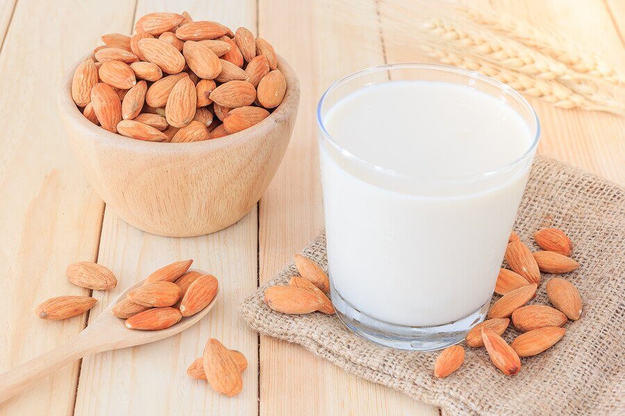 Almond milk in a glass
