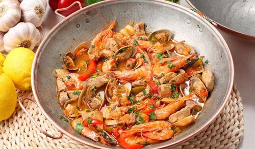 Sautéed seafood.