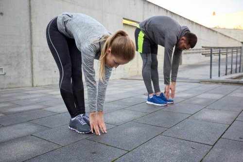 People stretching.