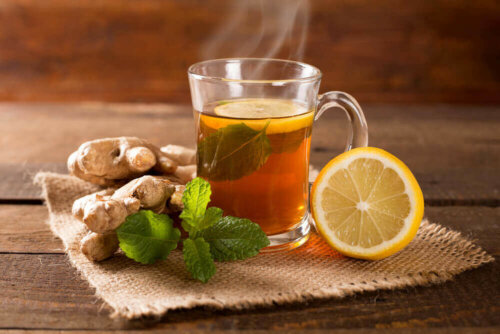 A cup of ginger tea.
