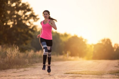 A woman running.