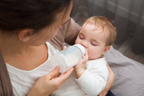 Pacifiers and bottles provide comfort to babies like this one