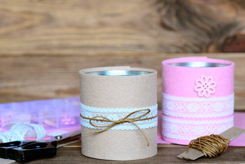 Aluminum can desk organizers.