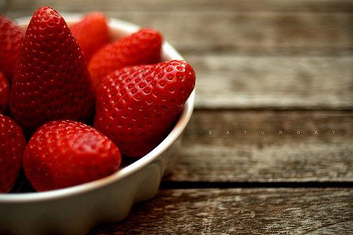 A cup of strawberries.
