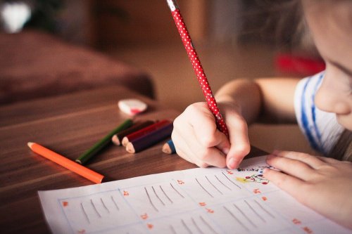 A child drawing.
