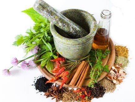 A display of herbs and spices.