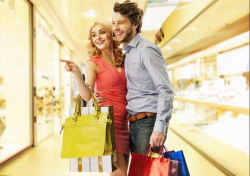 A couple shopping together.