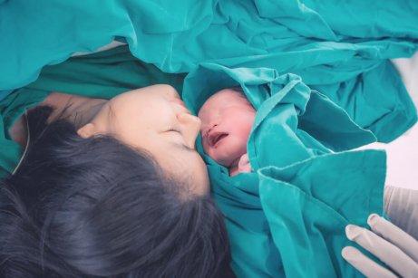 Mother and newbor after labor induction.