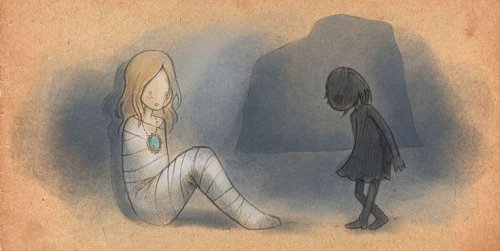 A scared child.