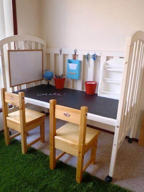 Once your children no longer need their cribs, you can use them as a great way to recycle wood furniture.