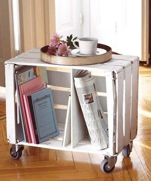 You can recycle wood furniture to make shelves or a table.