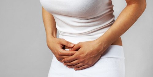 A lady with stomach pain.