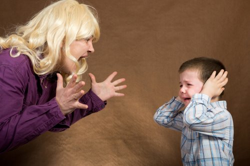 A mum yelling at her kid.