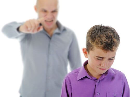 A man shouting at child.