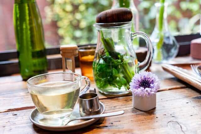 A jug of freshly brewed white tea.
