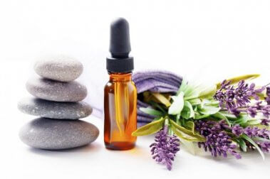 Lavender flowers and essential oil