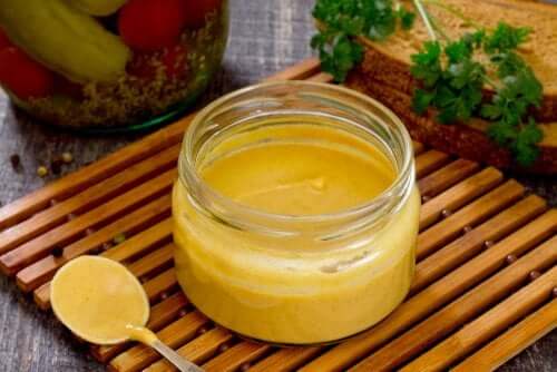 A jar of vinaigrette.