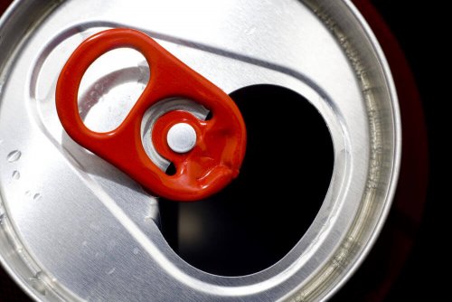 A soda can from above.