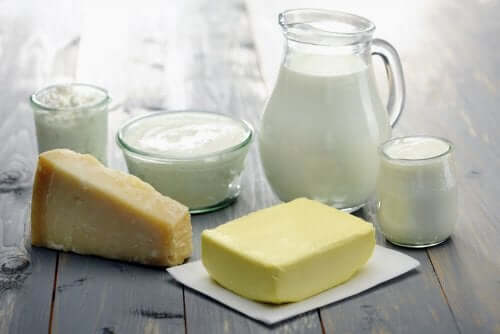 Various samples of dairy products.