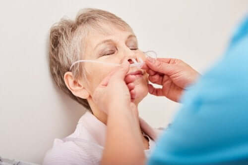 woman having nasogastric tube fitted