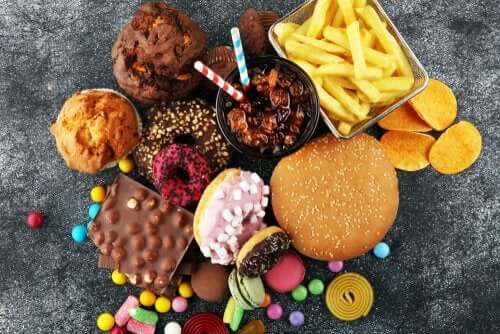 A display of junk food.