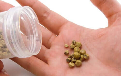 A person holding gallstones.
