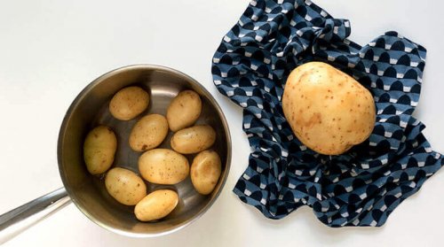A pot with potatoes.
