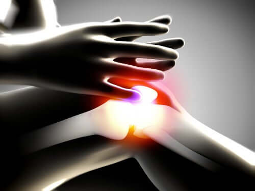 An x-ray of a knee with degenerative joint disease.