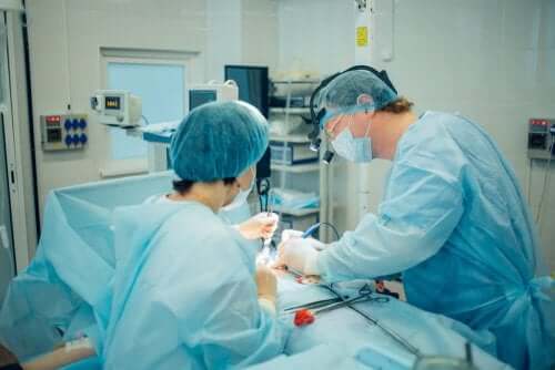 Doctors performing surgery.