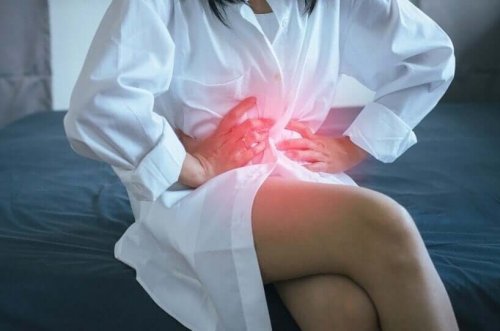 A woman suffering from acid reflux.