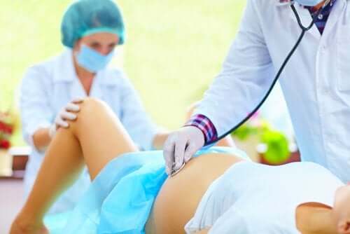 A woman in labor.